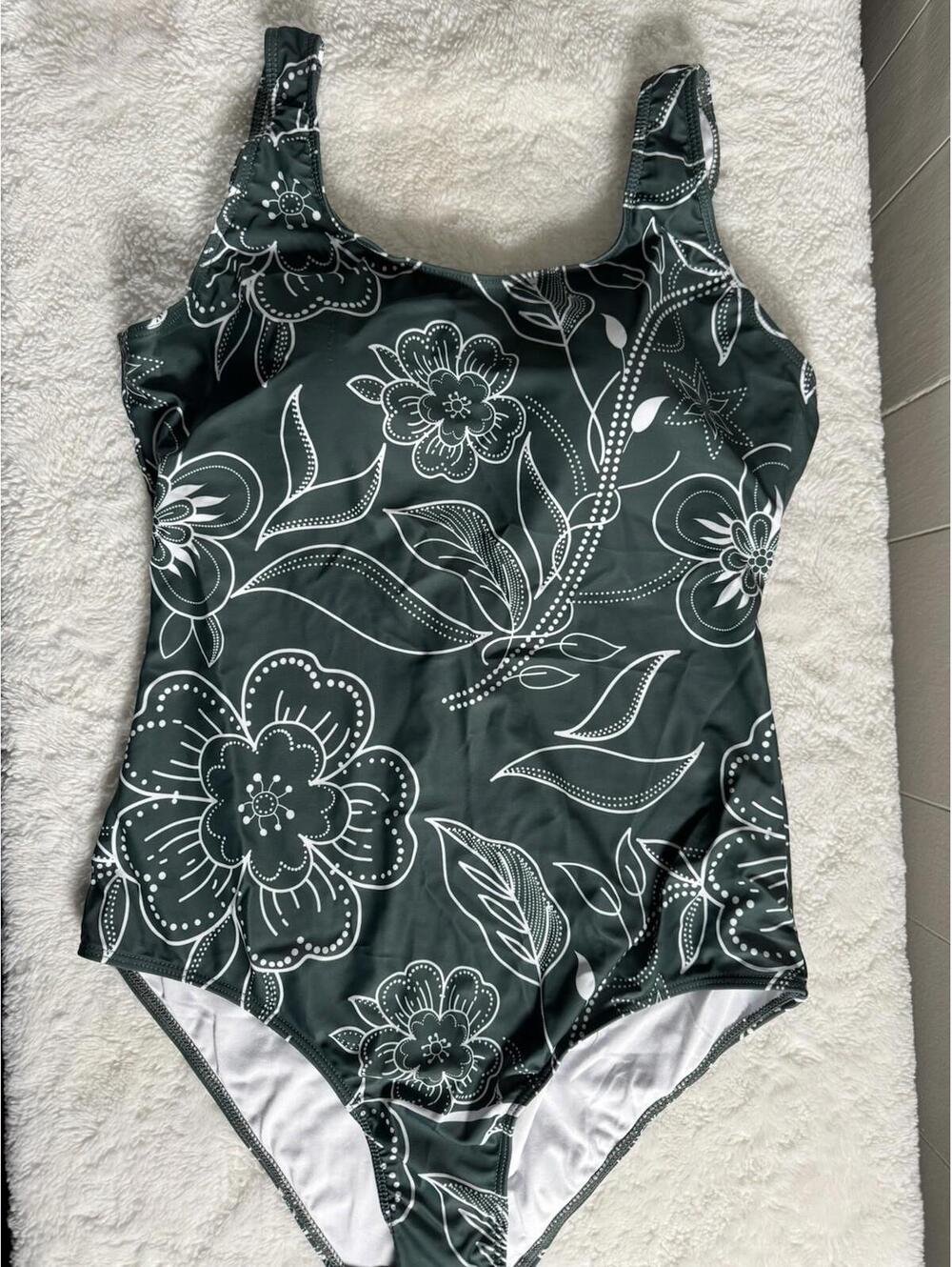 One Piece Women Modest Bathing Suits for Women Full Coverage XL Green Floral New